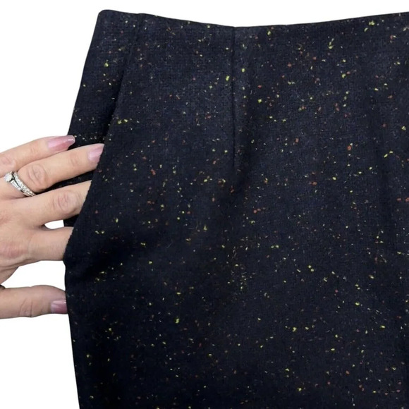 Modcloth The Penny Wool Blend Black Speckle Tweed Career Mini Skirt Sz 8 Pockets - Picture 4 of 7